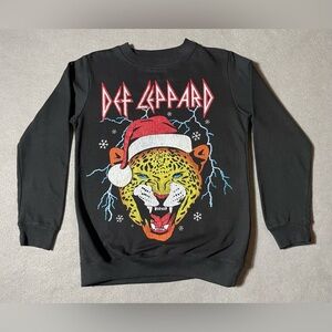Def Leppard Christmas Sweatshirt Pullover Sweater Black Size Small